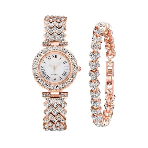 Rose Gold Watch and Tennis Bracelet Set - Picture 5 of 6